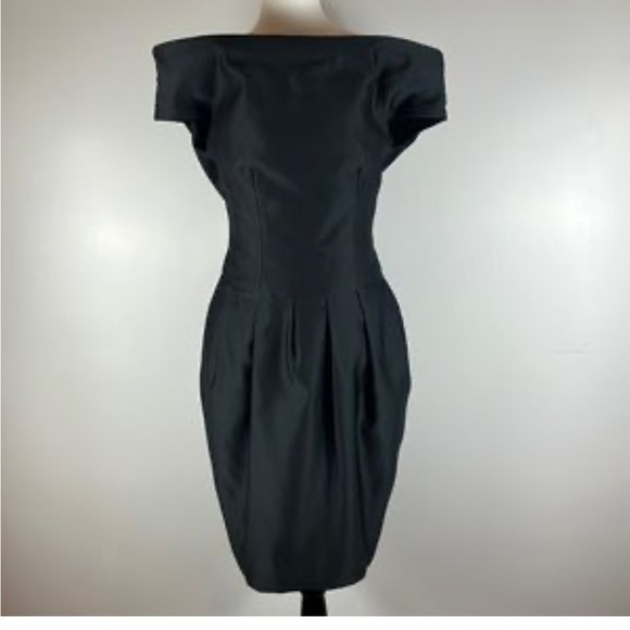 Vintage Victor Costa Dress Organza Off the Shoulder Sculpeted Low Back Size 6 - Picture 1 of 10